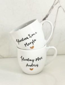 kubek Idealna Żona & Idealny Mąż + Imię  ZESTAW 2x kubek Prezent na rocznicę ślubu pojemność do wyboru  (1)