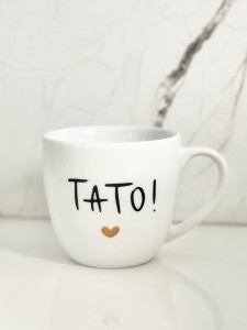 Kubek z napisem TATO!   + złote Serce  Kubek prezent dla taty prezent na dzień ojca (1)