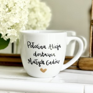 Położna + imię Dostawca Małych Cudów prezent dla Położnej  - kubek  300ml / 500ml/ 1 litr podziękowanie położnej