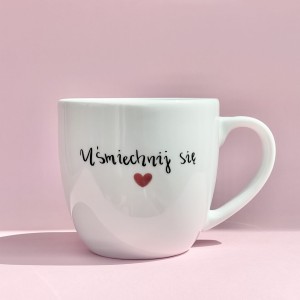 Uśmiechnij się czerwone serce kubek filiżanka na prezent pojemność do wyboru