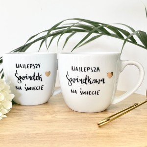 Najlepsza Świadkowa  Świadek na świecie Zestaw 2 kubków lub filiżanek   kubek Prezent dla świadkowej druhny ZŁOTE