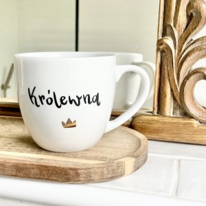 Kubek z napisem Królewna złota korona prezent dla koleżanki filiżanka pojemność do wyboru    (1) (1)