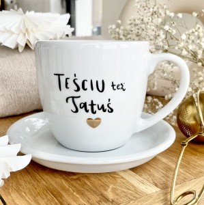 Kubek  Teściu też Tatuś ZŁOTE SERCE Kubek prezent dla teścia taty prezent na dzień ojca teścia  (1)