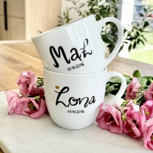 Zestaw 2x kubek Żona & Mąż złote serce 250ml / 300ml /  350ml/ 500ml / 1 Litr Prezent na ślub 