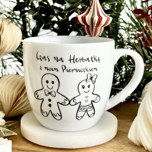 Kubek z napisem Czas na herbatkę  z moim Pierniczkiem prezent na święta pojemność do wyboru   (1) (1)
