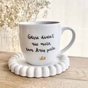 Gdzie Diabeł nie może, tam (podaj imię) pośle kubek filiżanka z napisem  pojemność do wyboru prezent  (1)