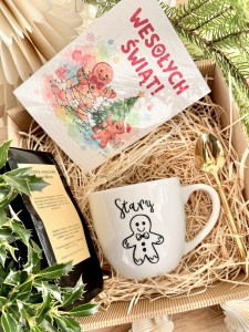 gotowy BOX ŚWIĄTECZNY Prezentowy kubek STARY Łyżeczka Herbata Prezent na święta GRATIS KARTA BOŻONARODZENIOWA 