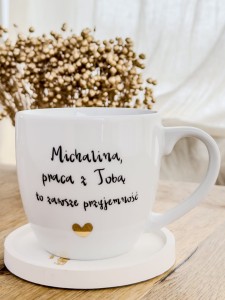 Kubek Praca z Tobą to ZAWSZE przyjemność kubek prezent dla koleżanki kolegi z pracy filiżanka pojemność do wyboru 