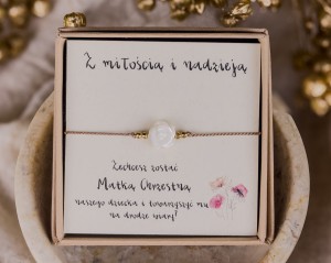 Bransoletka Zostaniesz Matką Chrzestną naszego dziecka? RÓŻA Bransoletka na prezent Matce Chrzestnej, Mamie Chrzestnej na chrzciny