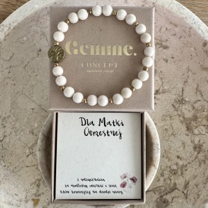 Bransoletka Szczęścia dla Matki Chrzestnej z kamienia rzecznego i złoconego hematytu z drzewkiem szczęścia – wyjątkowy prezent dla Matki Chrzestnej