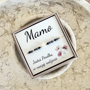 Bransoletka dla Mamy – szafir i perła na delikatnej nici | prezent „Mamo jesteś perełką” Na Dzień Mamy