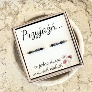 Bransoletka przyjaźni – szafir i perła na delikatnej nici | prezent dla przyjaciółki Przyjaźń - to jedna dusza w dwóch ciałach