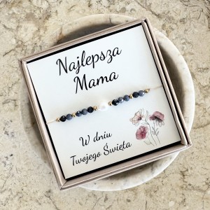 Bransoletka dla Mamy – szafir i perła na delikatnej nici | Najlepsza Mama na Dzień Mamy  Urodziny