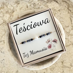 Bransoletka dla Teściowej – szafir i perła na delikatnej nici | Teściowa też Mamusia