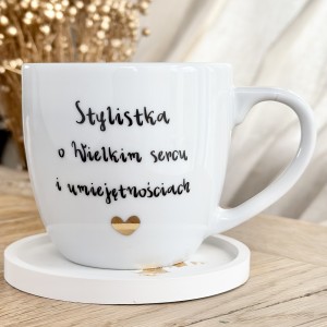 Porcelanowy Kubek dla Stylistki – Stylistka o Wielkim Sercu i Umiejętnościach | Prezent dla Stylistki