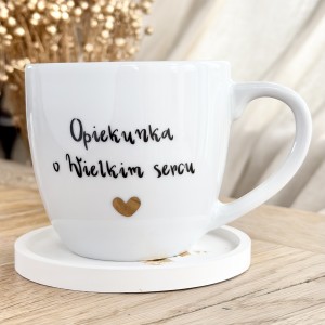 Porcelanowy Kubek dla Opiekunki – Opiekunka o Wielkim Sercu | Prezent dla Opiekunki