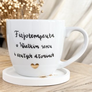 Porcelanowy Kubek dla Fizjoterapeuty – Fizjoterapeuta o Wielkim Sercu i Czułych Dłoniach | Prezent dla Fizjoterapeuty