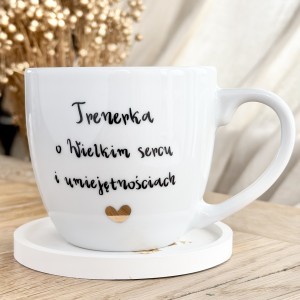 Porcelanowy Kubek dla Trenerki – Trenerka o Wielkim Sercu i Umiejętnościach | Prezent dla Trenerki