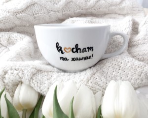 kubek z napisem Kocham na zawsze! SERCE  - prezent kubek dla chłopaka  filiżanka pojemność do wyboru