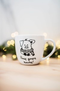 Prosię gorącą kawkę   300ml / 500ml / 1 Litr kubek prezent na Święta 