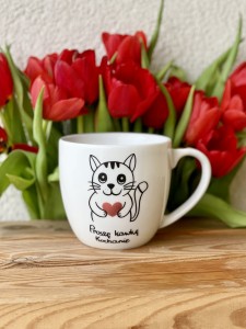kubek z Kotem proszę kawkę kochanie  prezent na walentynki kubek prezent dla chłopaka pojemność do wyboru kawa gar  SERCE 