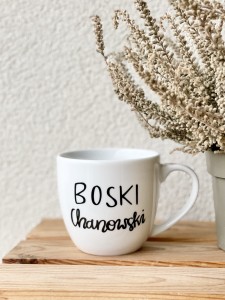 kubek z napisem BOSKI + Imię - kubek filiżanka pojemność do wyboru prezent 